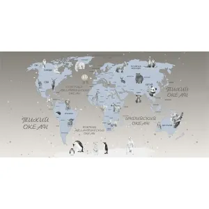 Фотообои рулонные Citydecor Карта мира на русском 5 на флизелиновой основе 500x254 см