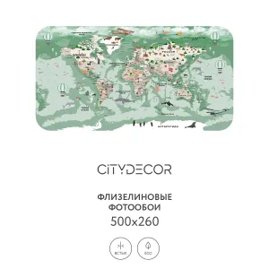 Фотообои рулонные Citydecor Детская (карта мира) 338 на флизелиновой основе 500x260 см