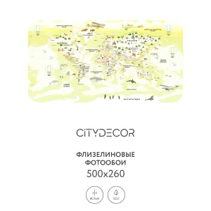 Фотообои рулонные Citydecor Детская (карта мира) 345 на флизелиновой основе 500x260 см