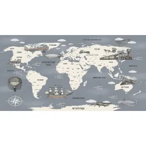 Фотообои рулонные Citydecor Карта мира на русском 9 на флизелиновой основе 500x260 см