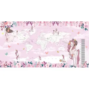 Дизайнерские фотообои рулонные Citydecor Princess (карта мира с ростомером) 18 на флизелиновой основе 500x260 см