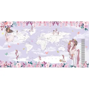 Дизайнерские фотообои рулонные Citydecor Princess (карта мира с ростомером) 19 на флизелиновой основе 500x260 см