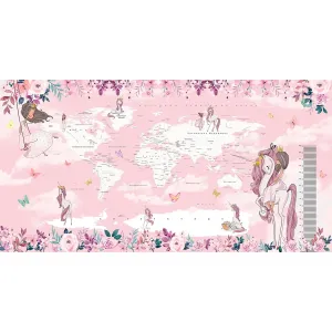 Дизайнерские фотообои рулонные Citydecor Princess (карта мира с ростомером) 20 на флизелиновой основе 500x260 см