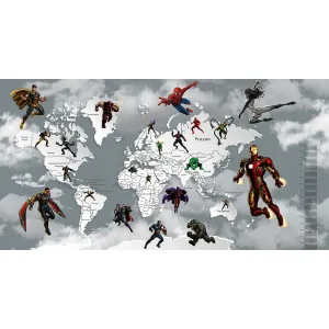 Дизайнерские фотообои рулонные Citydecor Superhero (карта мира с ростомером) 4 на флизелиновой основе 500x260 см
