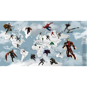 Дизайнерские фотообои рулонные Citydecor Superhero (карта мира с ростомером) 5 на флизелиновой основе 500x260 см