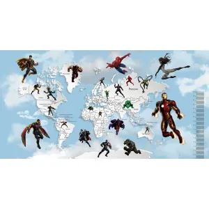 Дизайнерские фотообои рулонные Citydecor Superhero (карта мира с ростомером) 6 на флизелиновой основе 500x260 см