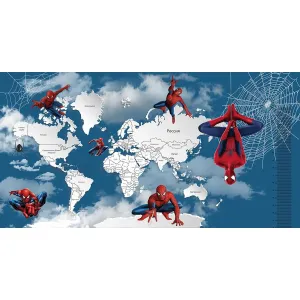Дизайнерские фотообои рулонные Citydecor Superhero (карта мира с ростомером) Spider-Man 8 на флизелиновой основе 500x260 см
