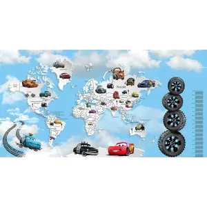 Дизайнерские фотообои рулонные Citydecor Superhero Молния МакКвин (карта мира с ростомером) 6 на флизелиновой основе 500x260 см