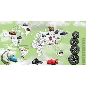 Дизайнерские фотообои рулонные Citydecor Superhero Молния МакКвин (карта мира с ростомером) 7 на флизелиновой основе 500x260 см