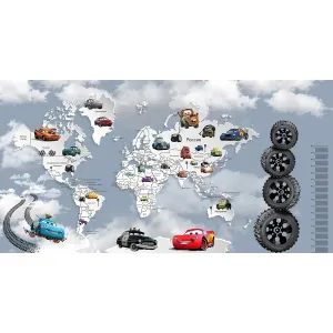 Дизайнерские фотообои рулонные Citydecor Superhero Молния МакКвин (карта мира с ростомером) 8 на флизелиновой основе 500x260 см