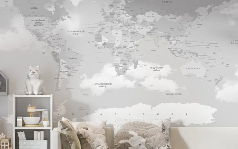 Подбираем однотонные обои - компаньоны к картам мира Citydecor