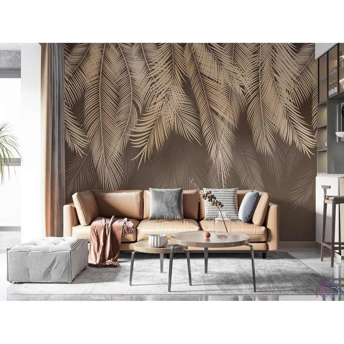 Фотообои на заказ по индивидуальному размеру Citydecor Пальмовые листья с оттенком (бежевый) 21