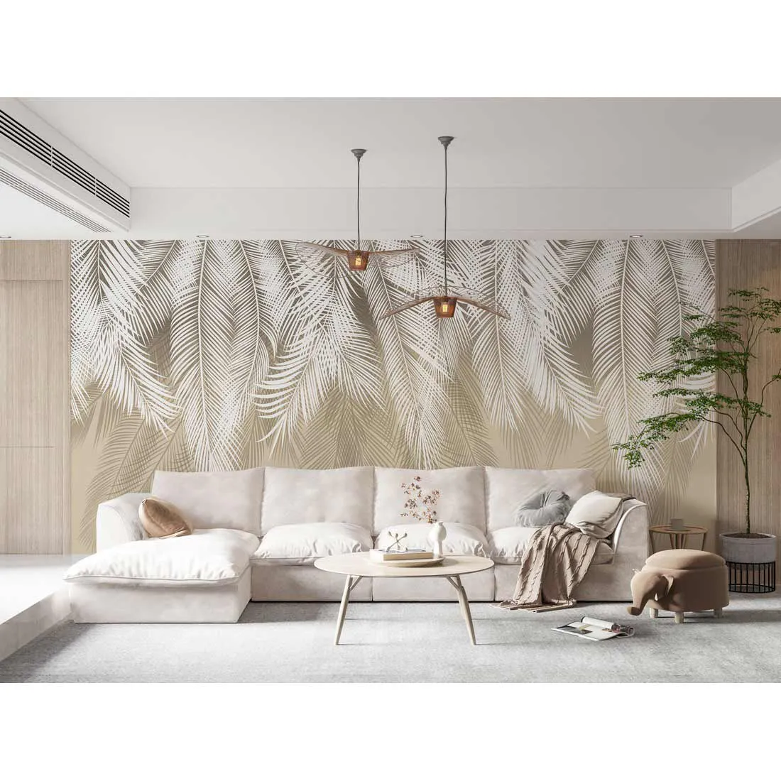 Фотообои на заказ по индивидуальному размеру Citydecor Пальмовые листья (бежевый) 5