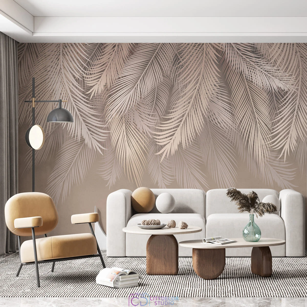 Фотообои на заказ по индивидуальному размеру Citydecor Пальмовые листья 82