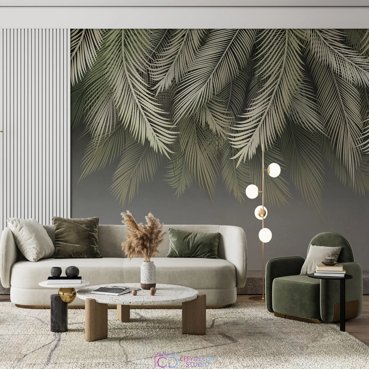 Фотообои на заказ по индивидуальному размеру Citydecor Пальмовые листья 84