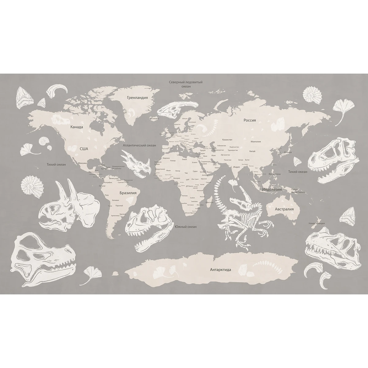 Фотообои на заказ по индивидуальному размеру Citydecor Dino (карта мира) 11