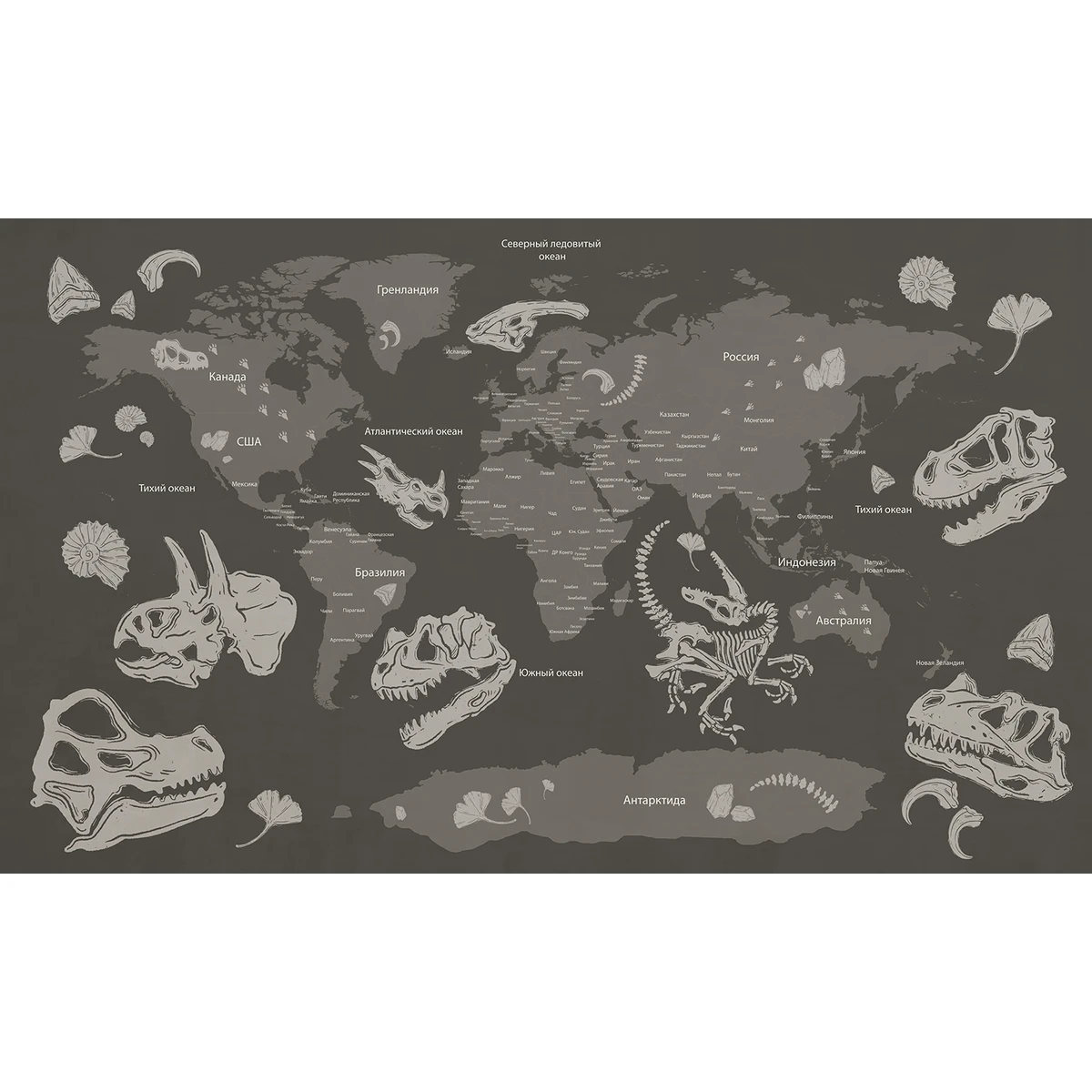 Фотообои на заказ по индивидуальному размеру Citydecor Dino (карта мира) 12