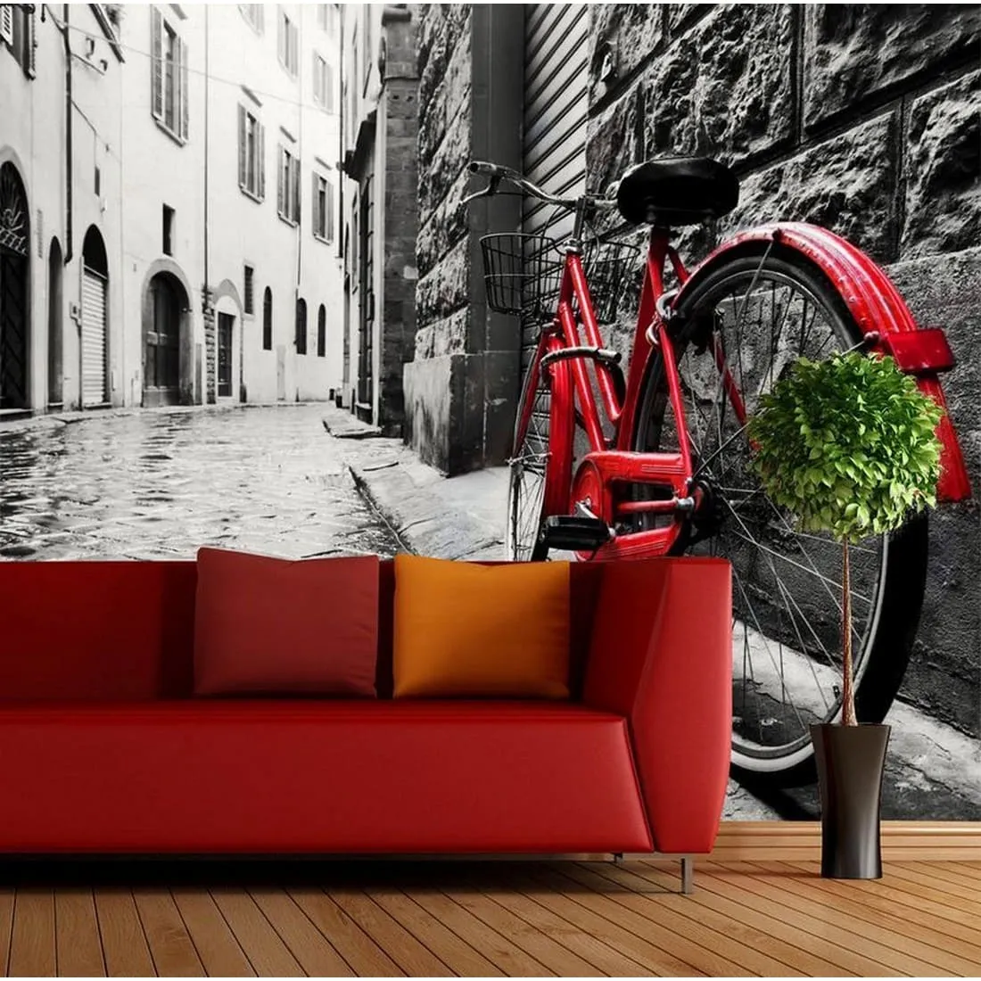 Фотообои на заказ по индивидуальному размеру Citydecor Красный велосипед