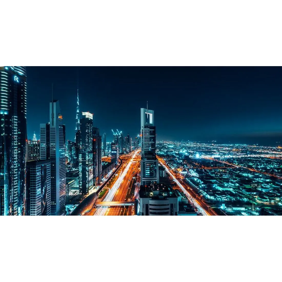 Фотообои на заказ по индивидуальному размеру Citydecor Ночной город панорама