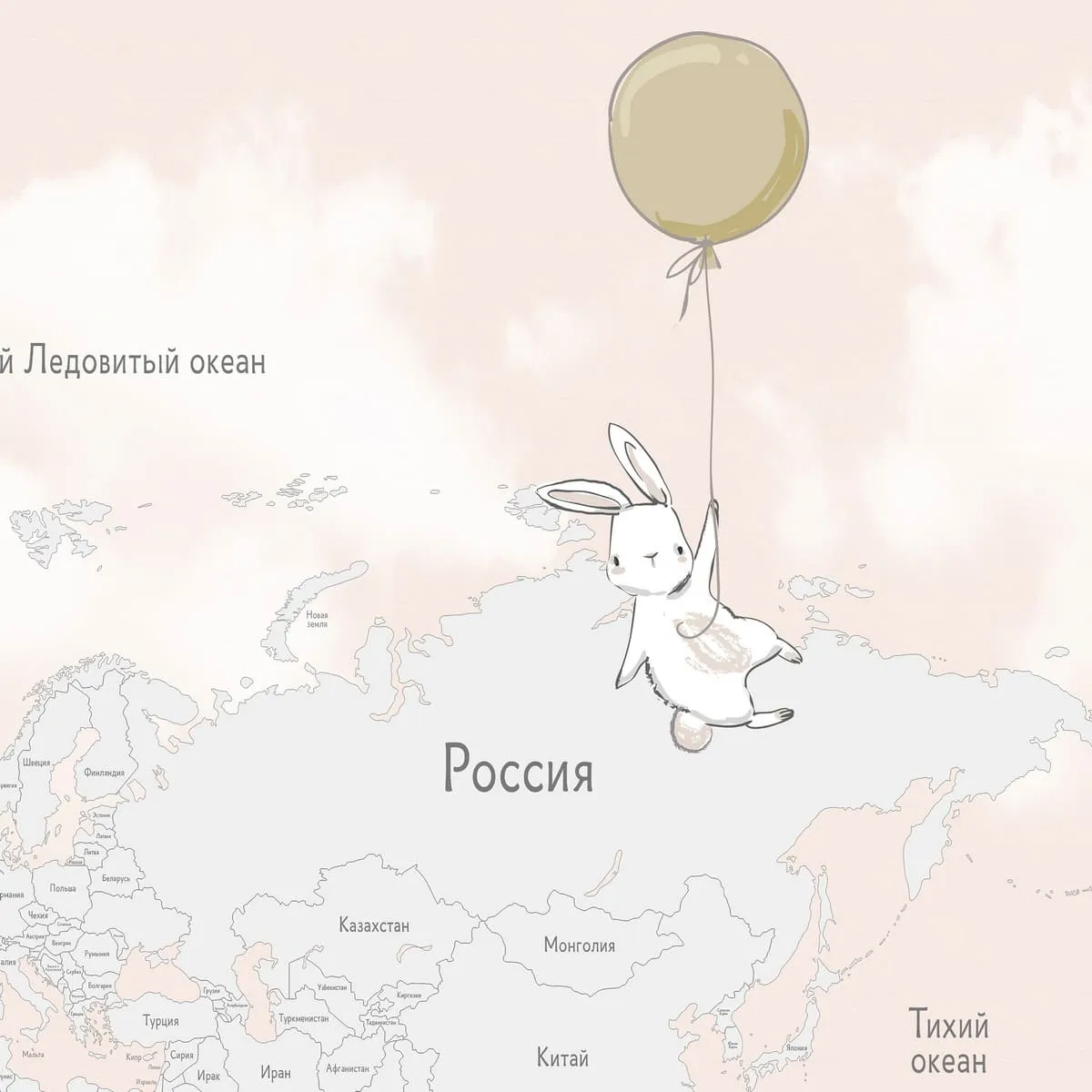 Фотообои на заказ по индивидуальному размеру Citydecor Детская (карта мира) 350