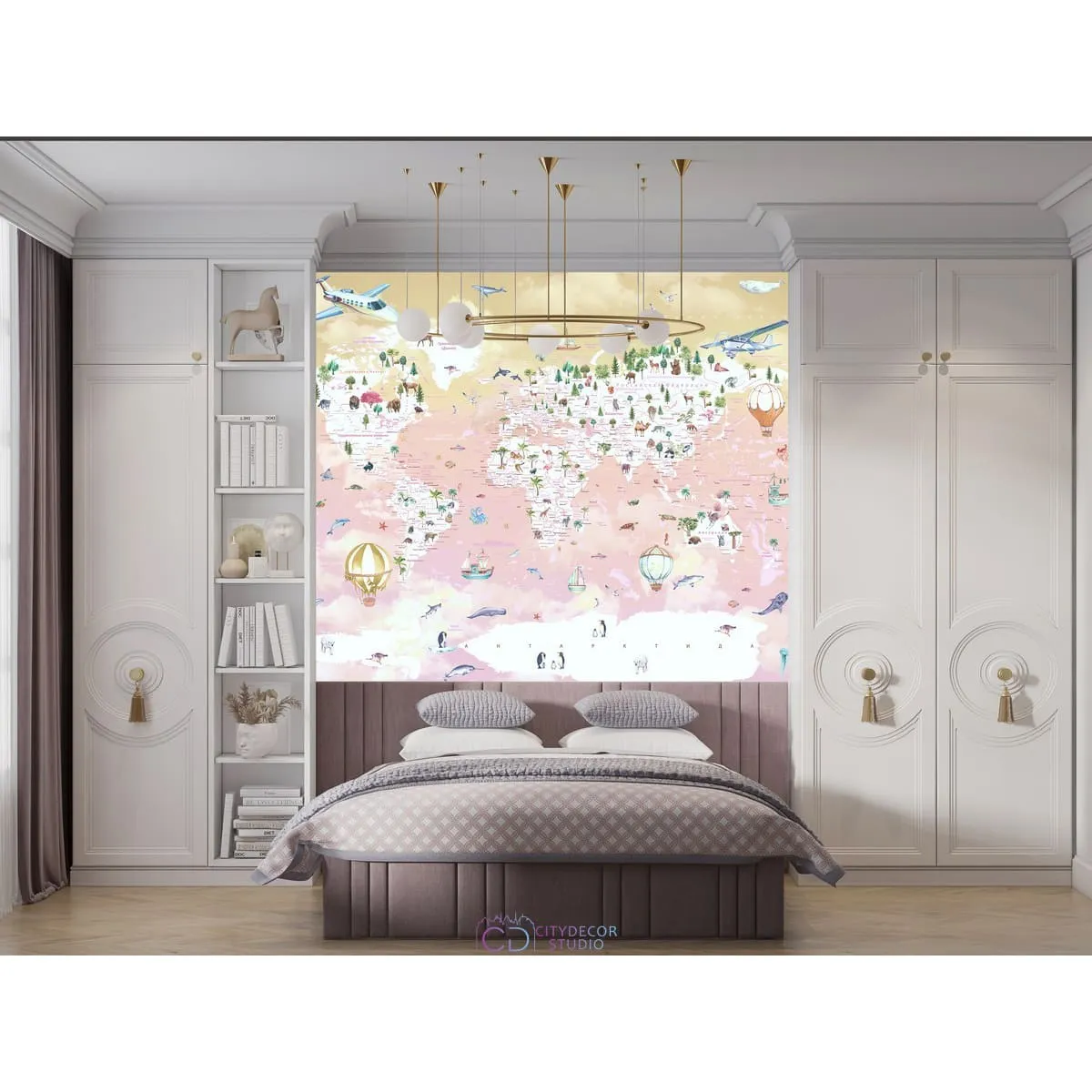 Дизайнерские фотообои по индивидуальному размеру Citydecor Детская (карта мира) 355