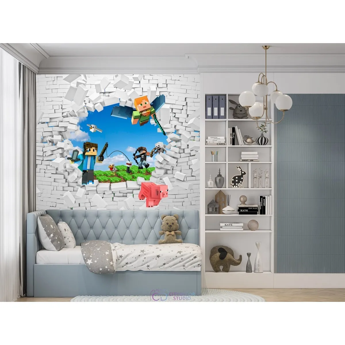 Дизайнерские фотообои по индивидуальному размеру Citydecor Детская (Майнкрафт) 393