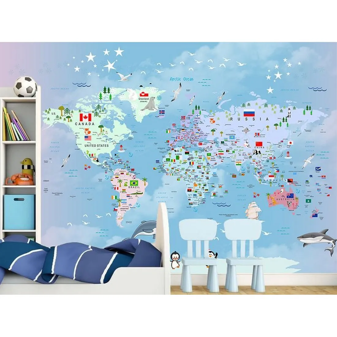 Фотообои на заказ по индивидуальному размеру Citydecor Детская (карта мира) 43