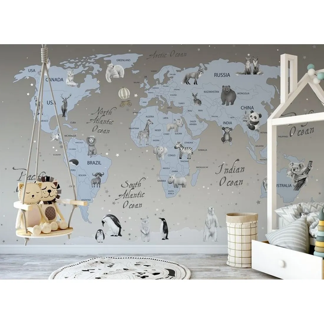 Фотообои на заказ по индивидуальному размеру Citydecor Детская (карта мира) 58