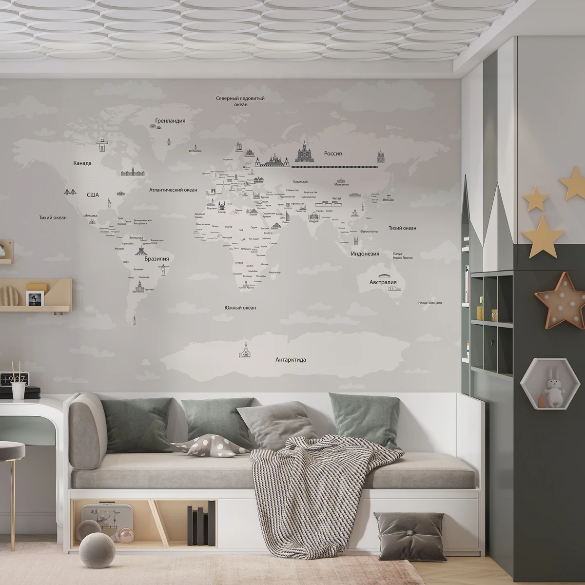 Фотообои на заказ по индивидуальному размеру Citydecor Детская (карта мира) 496