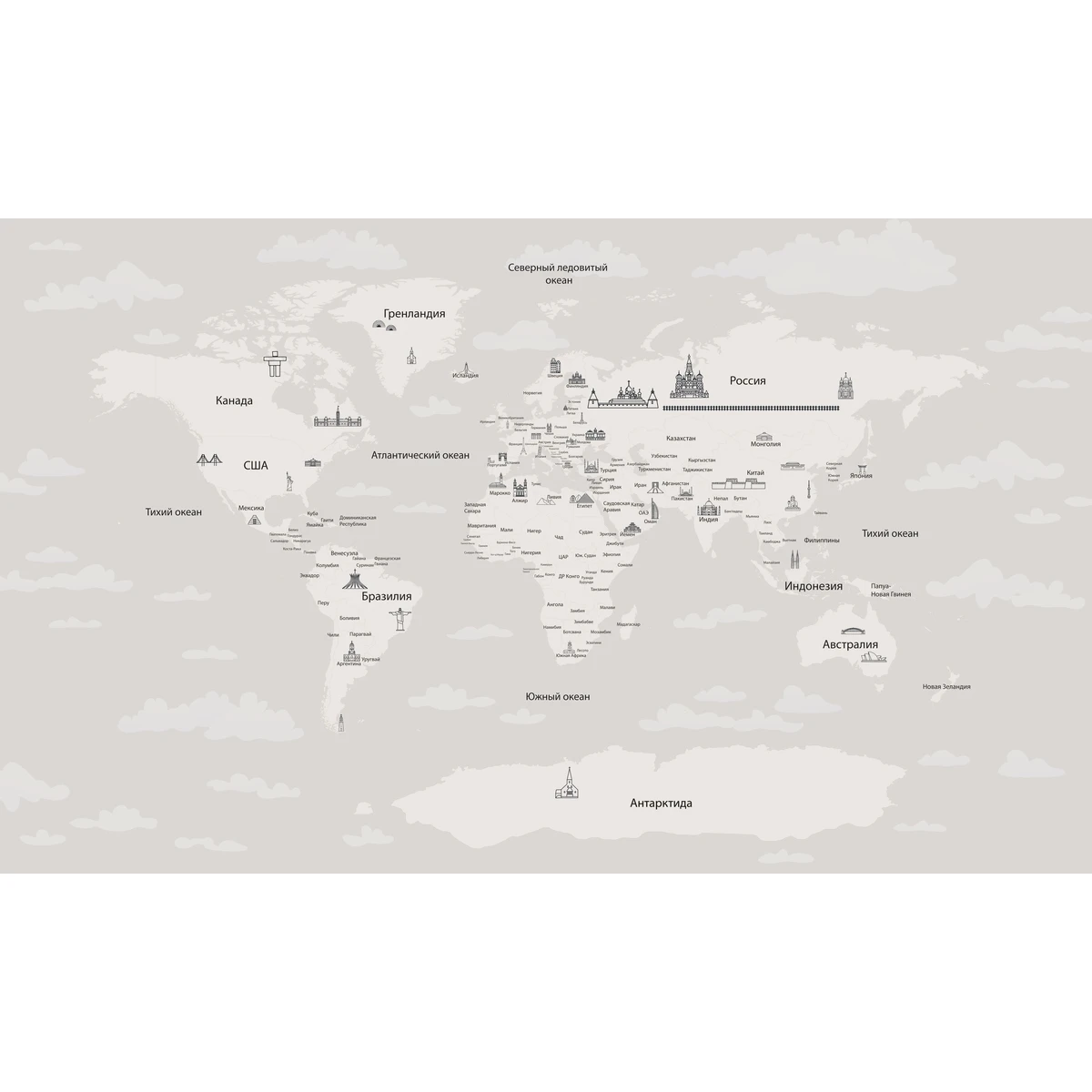 Фотообои на заказ по индивидуальному размеру Citydecor Детская (карта мира) 496