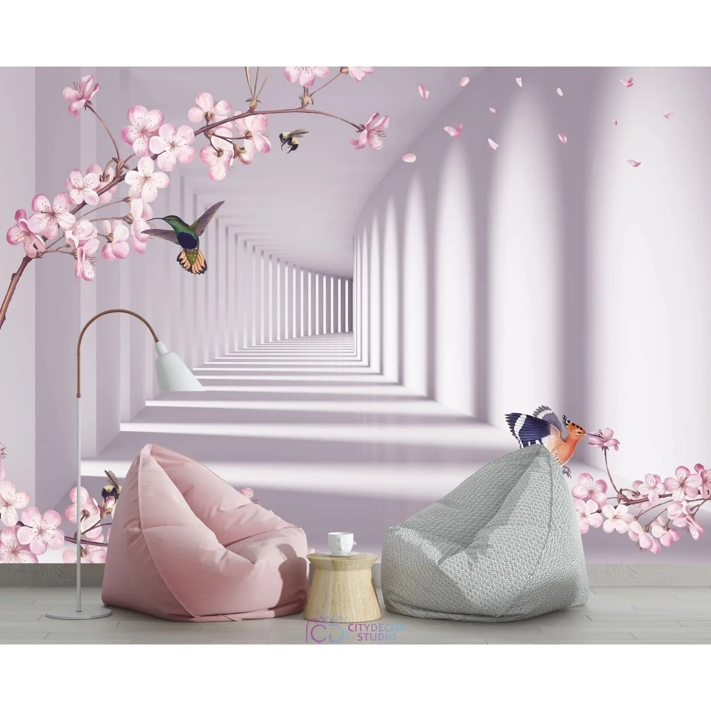 Фотообои на заказ по индивидуальному размеру Citydecor Flower Tunnel 3D 10