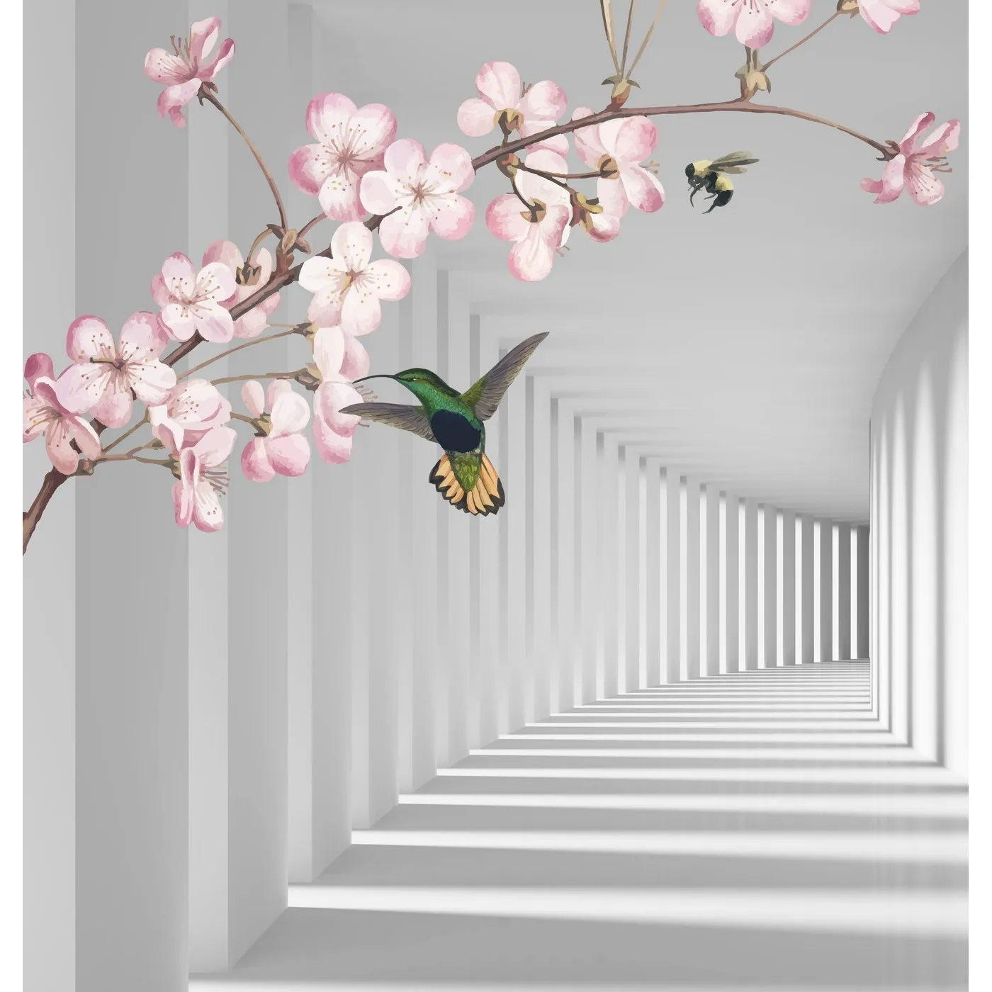 Фотообои на заказ по индивидуальному размеру Citydecor Flower Tunnel 3D 6