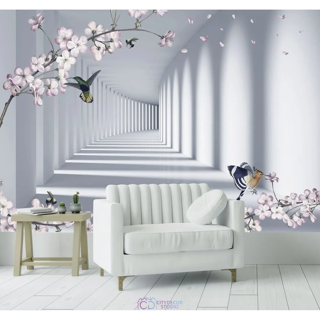 Фотообои на заказ по индивидуальному размеру Citydecor Flower Tunnel 3D 7