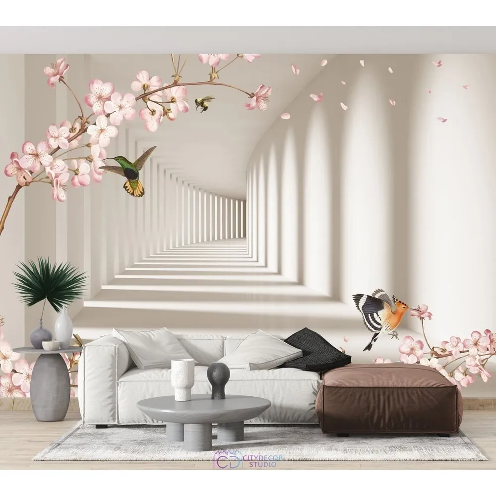 Фотообои на заказ по индивидуальному размеру Citydecor Flower Tunnel 3D 9