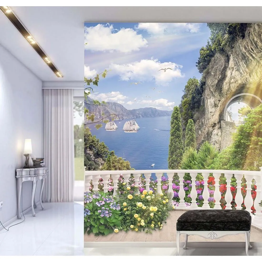 Фотообои на заказ по индивидуальному размеру Citydecor Фреска балкончик 3D