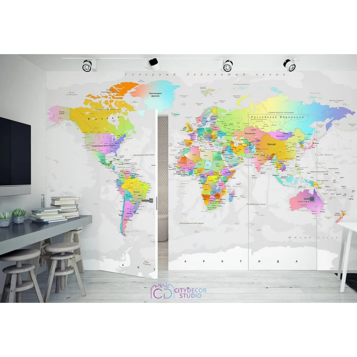 Дизайнерские фотообои по индивидуальному размеру Citydecor Карта 18