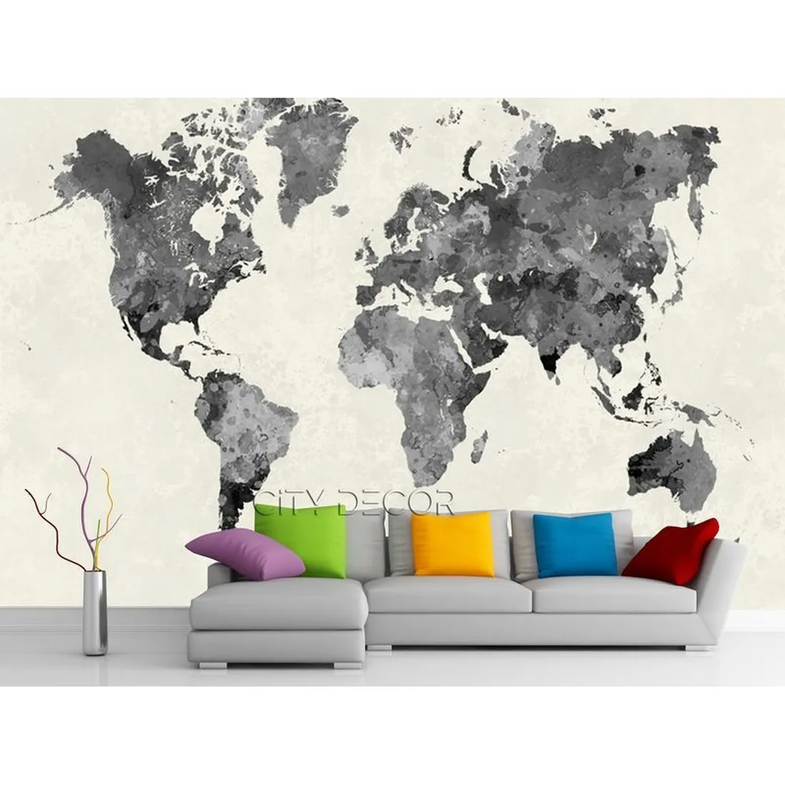 Фотообои на заказ по индивидуальному размеру Citydecor Карта мира 2