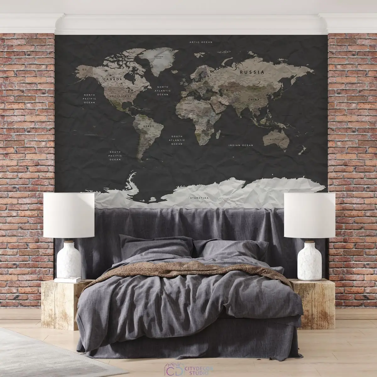 Фотообои на заказ по индивидуальному размеру Citydecor Карта мира 22