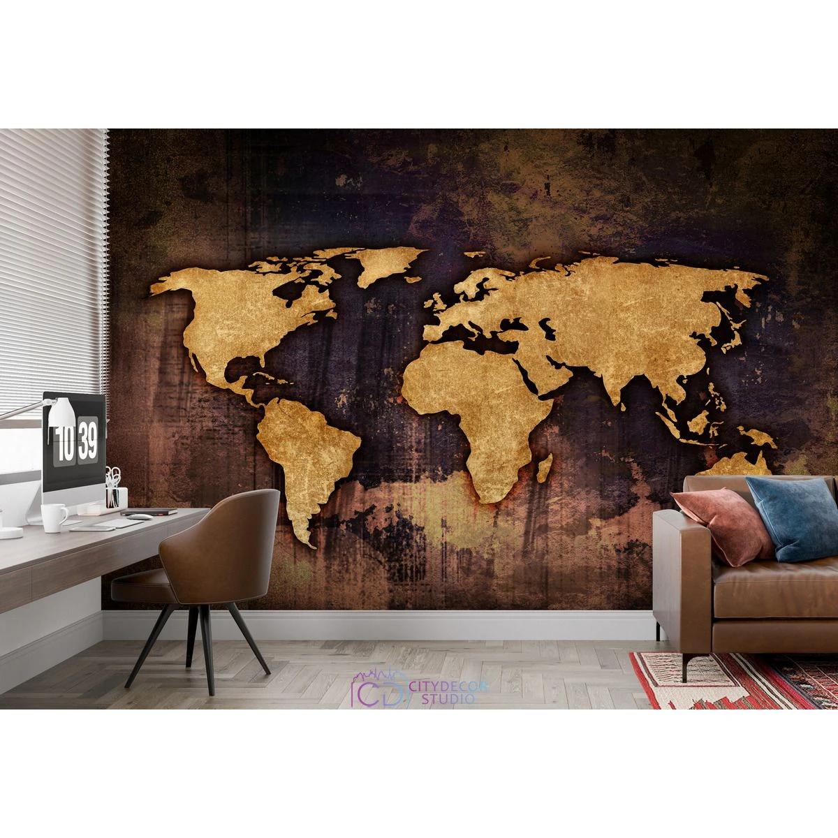 Фотообои на заказ по индивидуальному размеру Citydecor Карта мира 23
