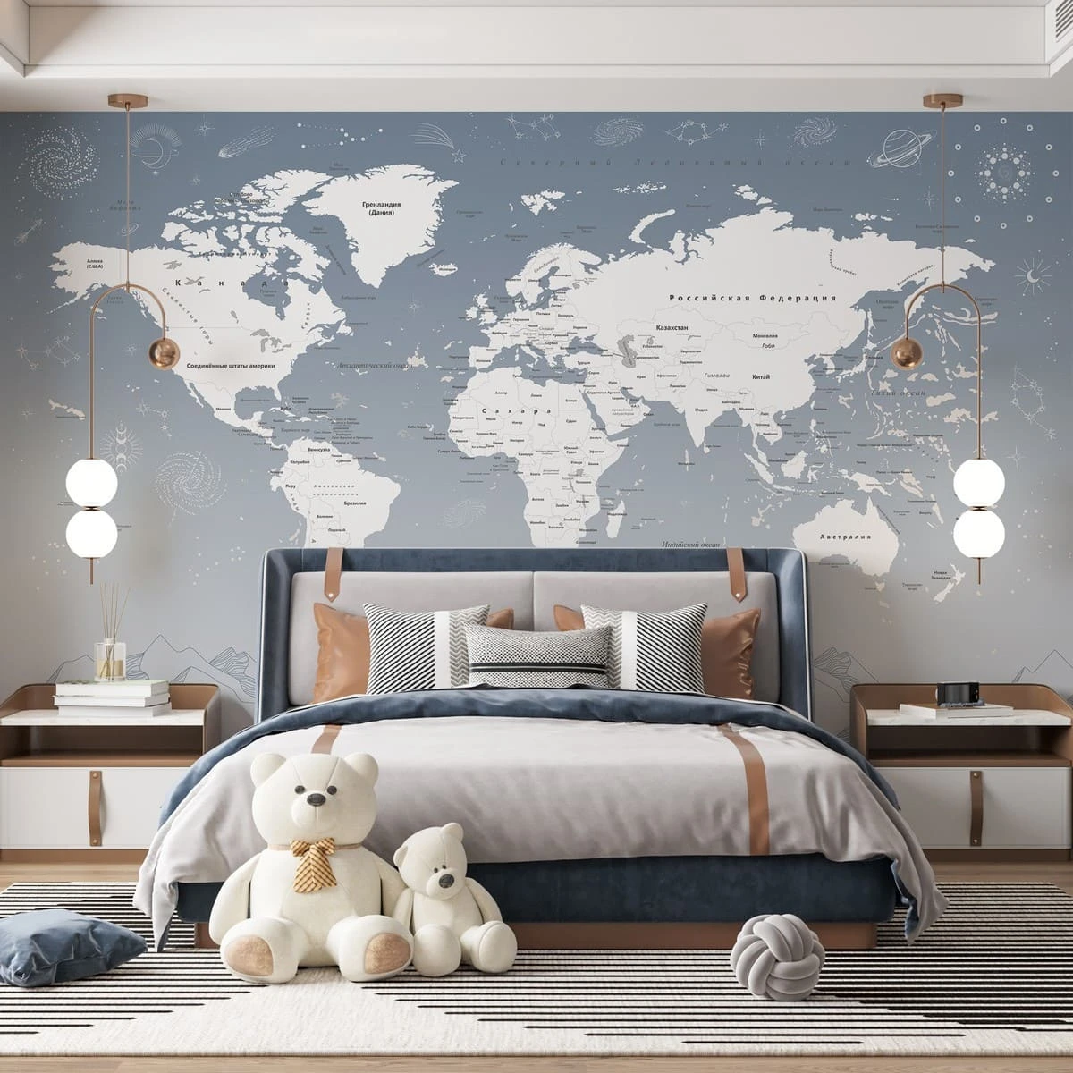 Фотообои на заказ по индивидуальному размеру Citydecor Карта мира 24