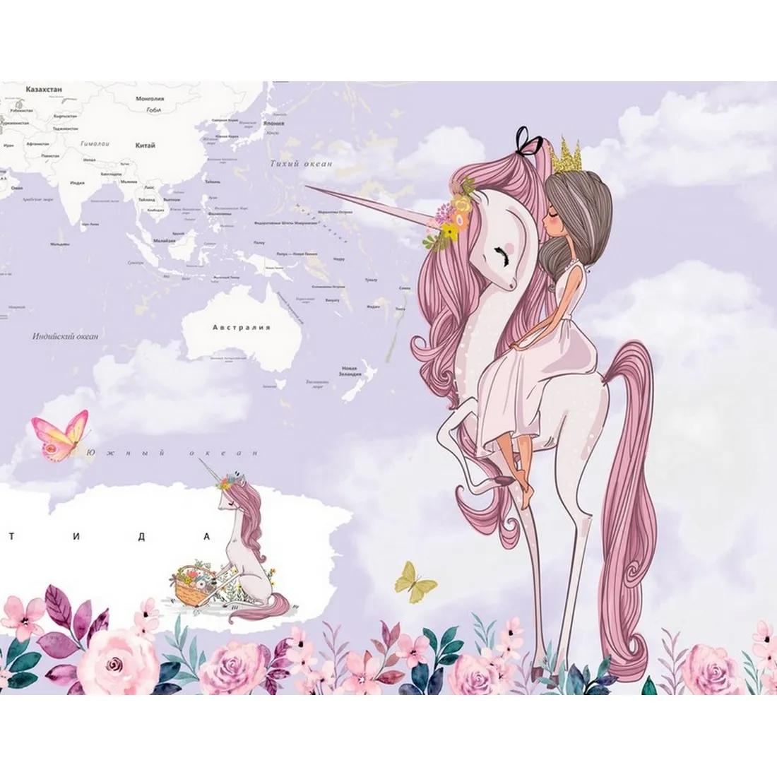 Дизайнерские фотообои по индивидуальному размеру Citydecor Princess (карта мира) 13