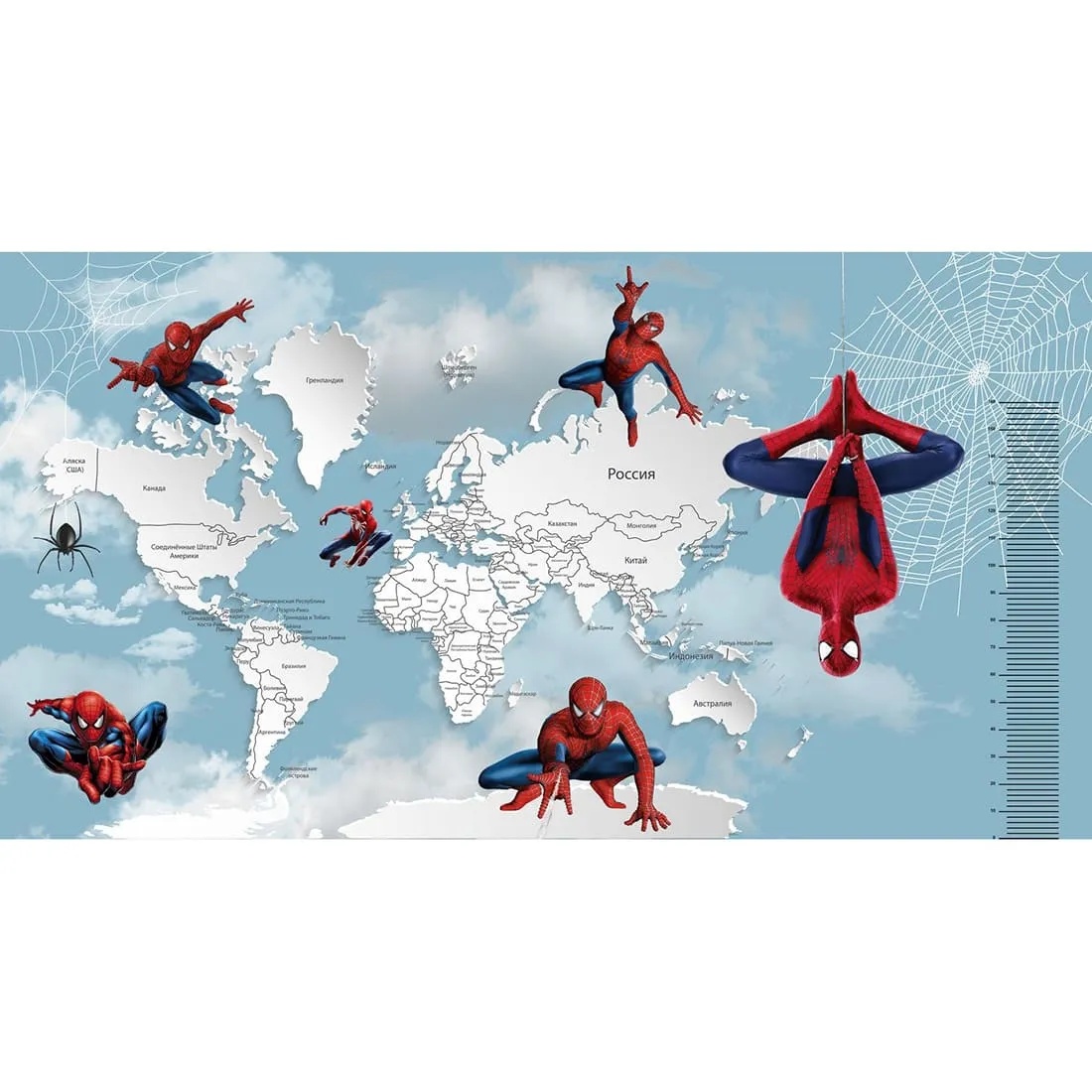 Дизайнерские фотообои по индивидуальному размеру Citydecor Superhero (карта мира с ростомером) Spider-Man 7