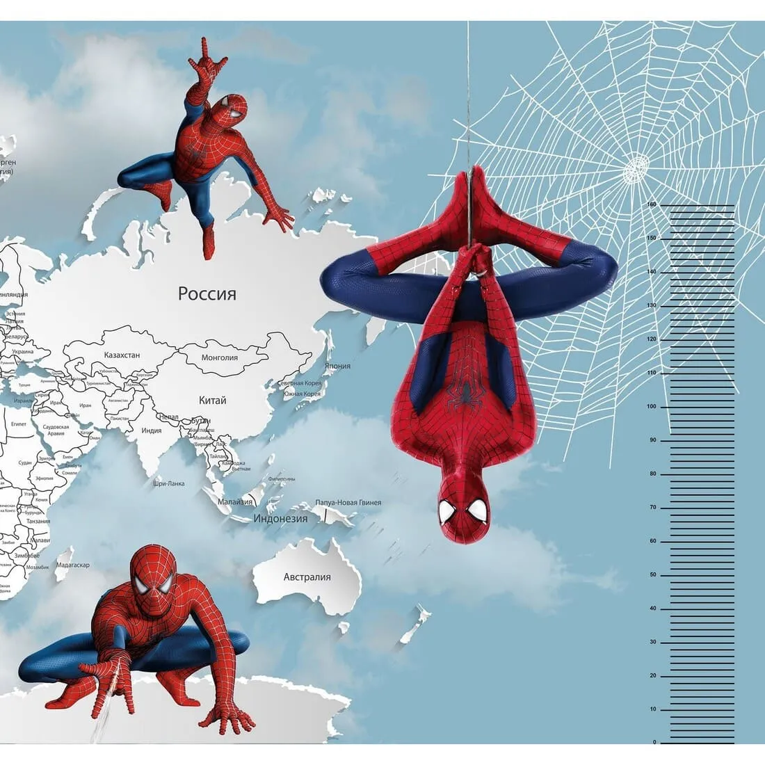 Дизайнерские фотообои по индивидуальному размеру Citydecor Superhero (карта мира с ростомером) Spider-Man 7