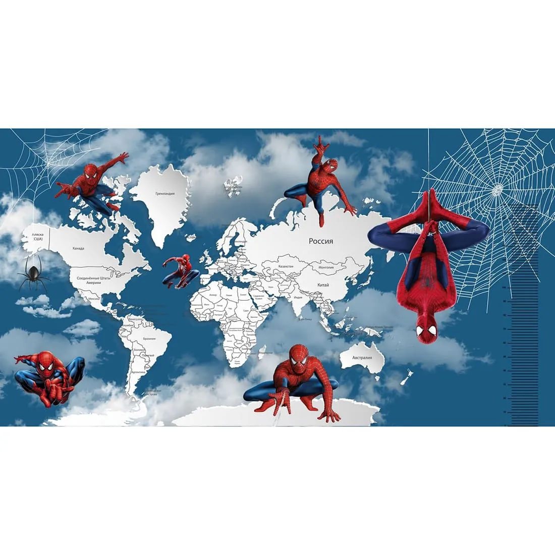 Дизайнерские фотообои по индивидуальному размеру Citydecor Superhero (карта мира с ростомером) Spider-Man 8