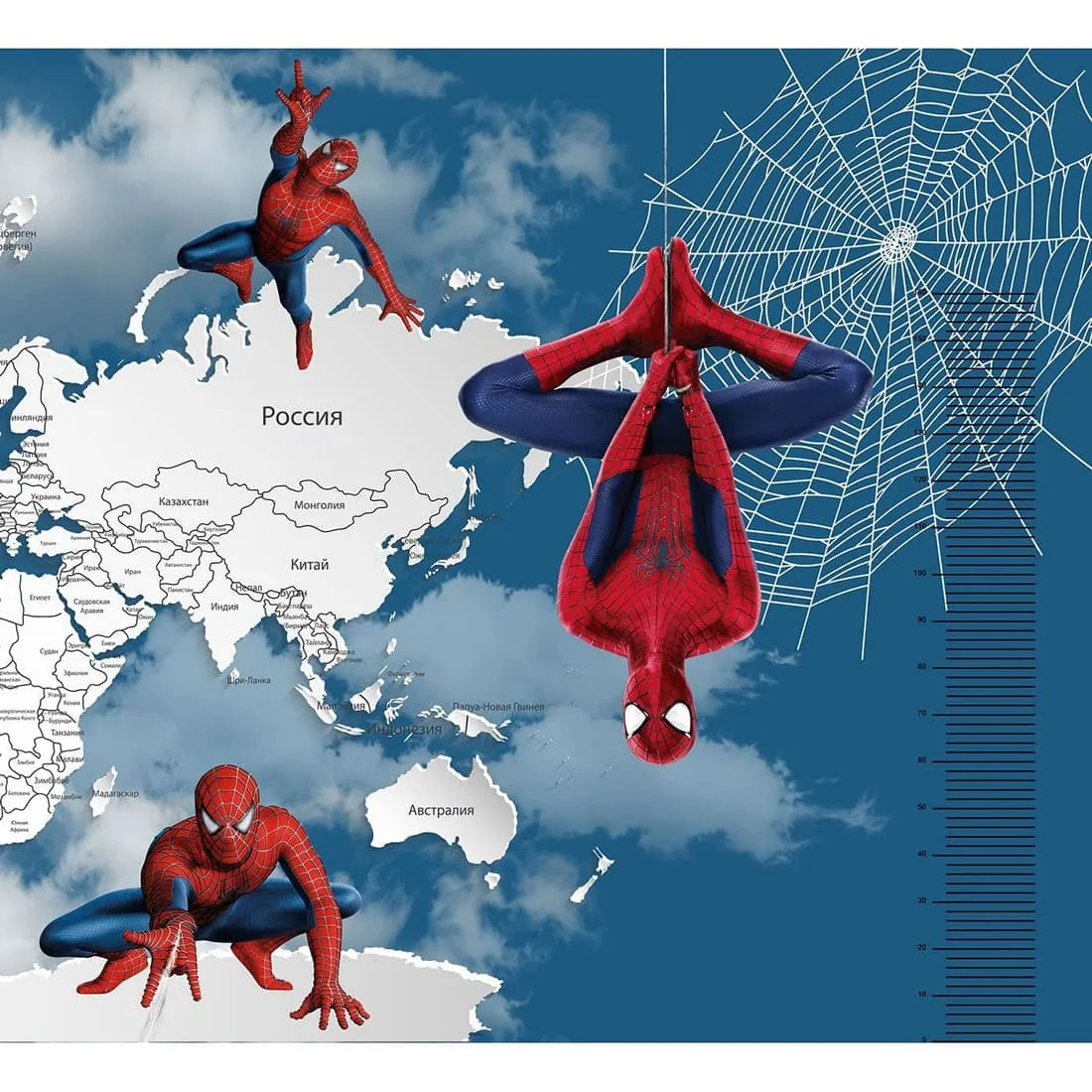 Дизайнерские фотообои по индивидуальному размеру Citydecor Superhero (карта мира с ростомером) Spider-Man 8