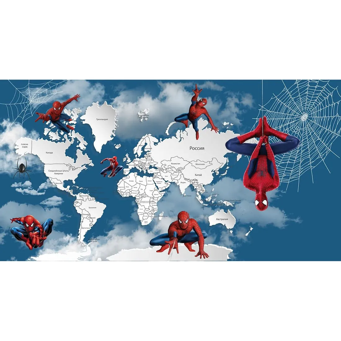 Дизайнерские фотообои по индивидуальному размеру Citydecor Superhero Spider-Man (карта мира) 4