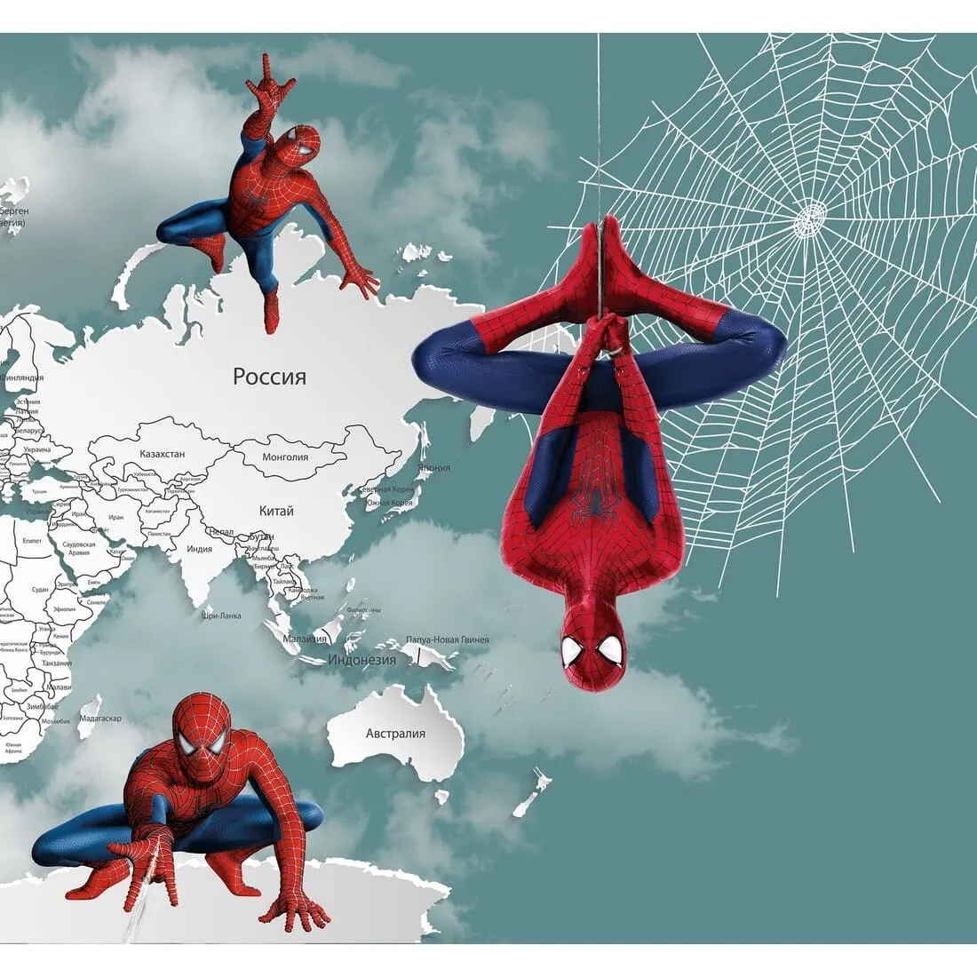 Дизайнерские фотообои по индивидуальному размеру Citydecor Superhero Spider-Man (карта мира) 2