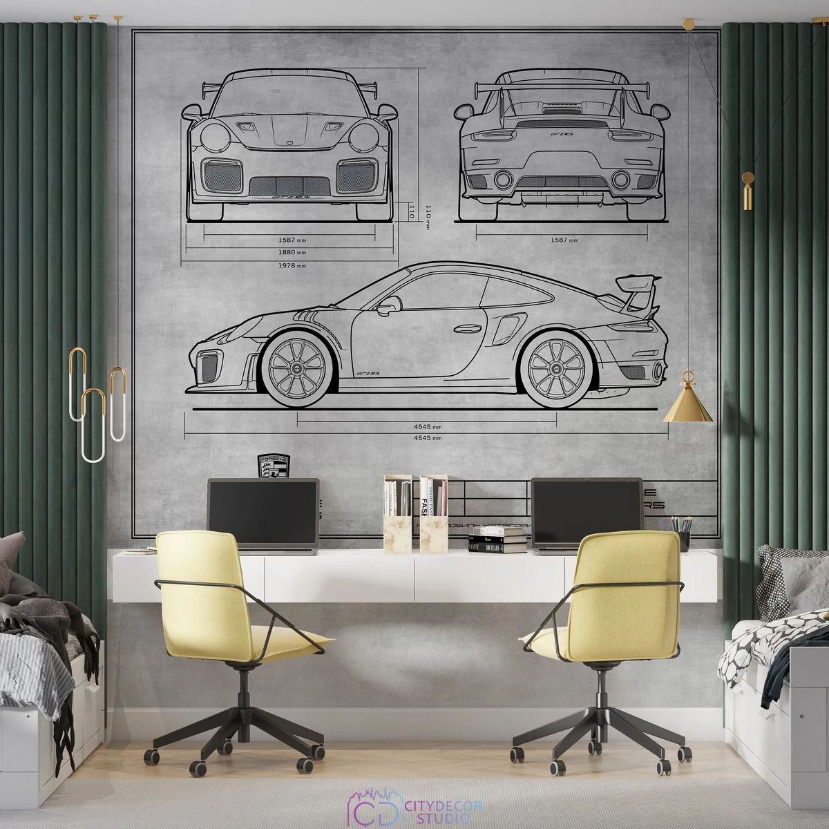 Дизайнерские фотообои по индивидуальному размеру Citydecor Technic (Porsche 911 GT2 RS) 28