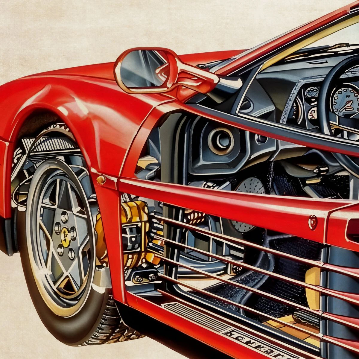 Дизайнерские фотообои по индивидуальному размеру Citydecor Technic (Ferrari Testarossa) 32
