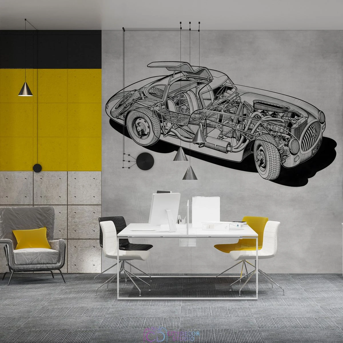 Дизайнерские фотообои по индивидуальному размеру Citydecor Technic (Mercedes-Benz 300 SL) 40